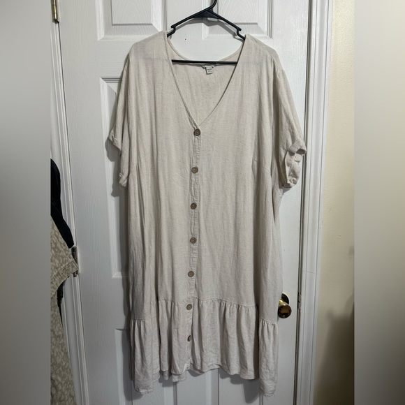 C Est. 1946 Tops - Cream Button-Down V-Neck canvas Dress
